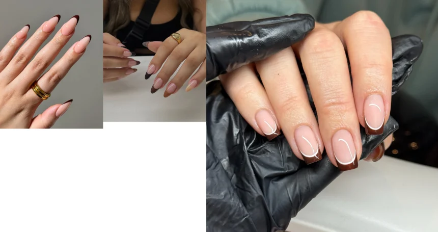 Brown French Tip Nails