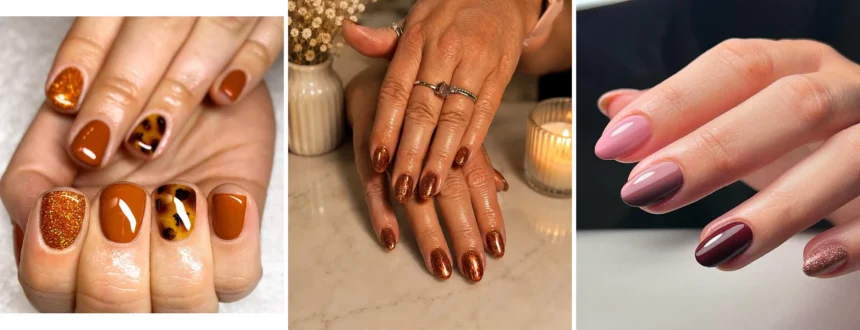 Copper Glitter Nails