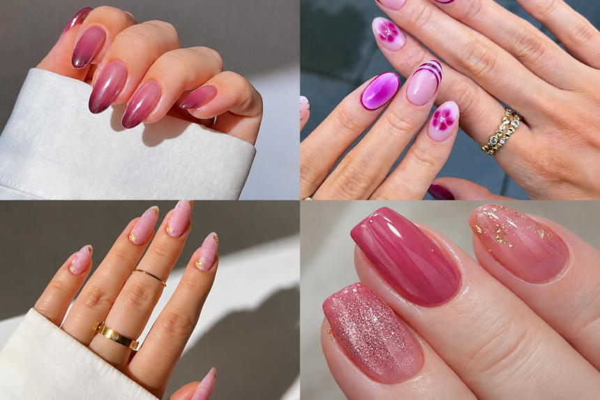 pink fall nails