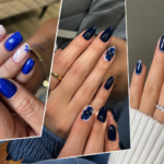 fall blue nails