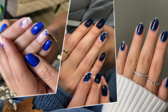 fall blue nails