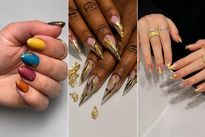 Gold Foil Fall Nails