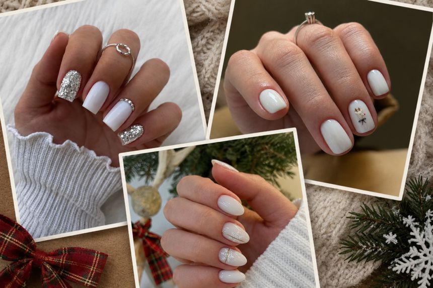 White Christmas Nails