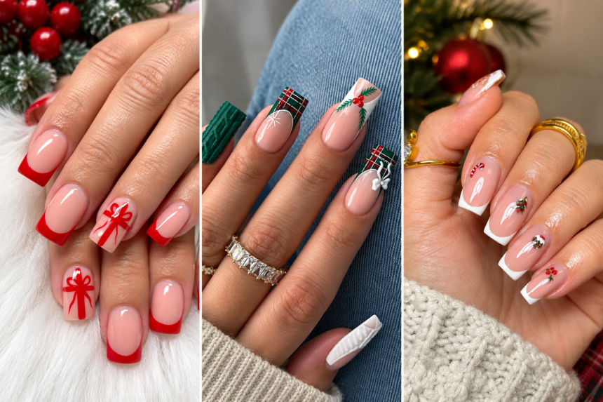 christmas nails winter square