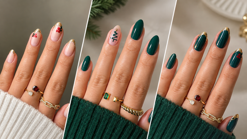 christmas nails winter green
