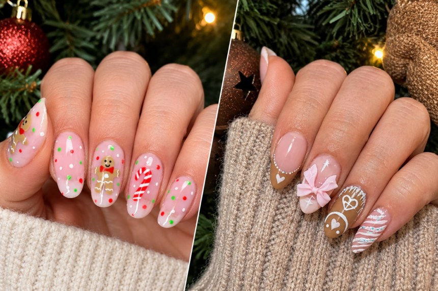christmas nails gingerbread