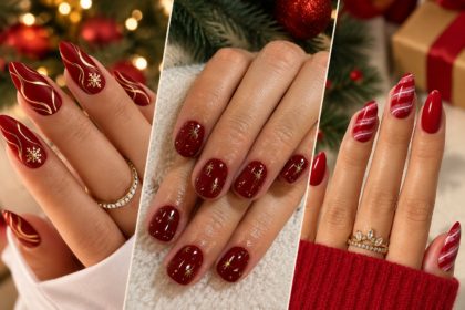 christmas nails winter red