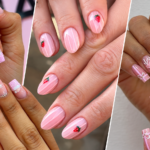 Pink Christmas Village Nails