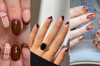 fall checkered nails