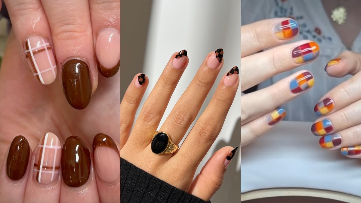 fall checkered nails