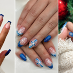 christmas nails winter blue
