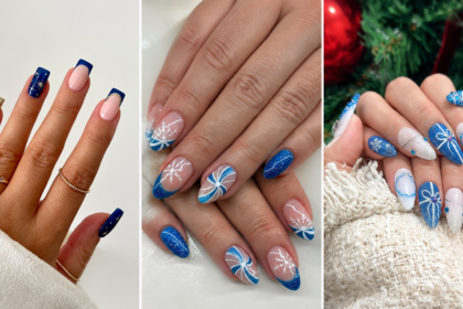 christmas nails winter blue
