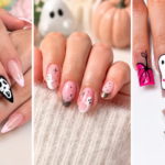 pink halloween nails​