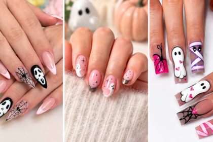 pink halloween nails​